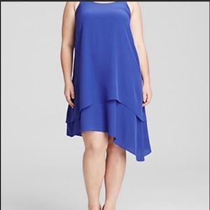 Eileen Fisher Blue Asymmetric Hem Silk Dress